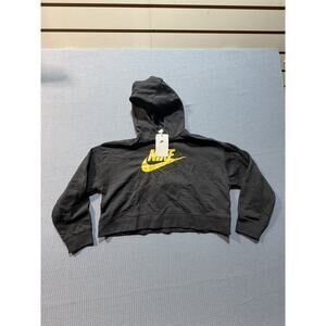 Nike Sportwear Cropped Hoodie Girls Sz L(+) Black Brand New